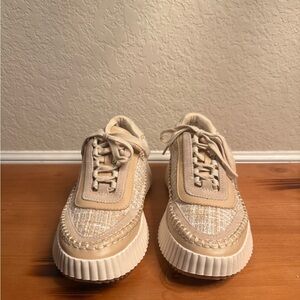 Dolce Vita Beige and Cream Woven Platform Sneakers